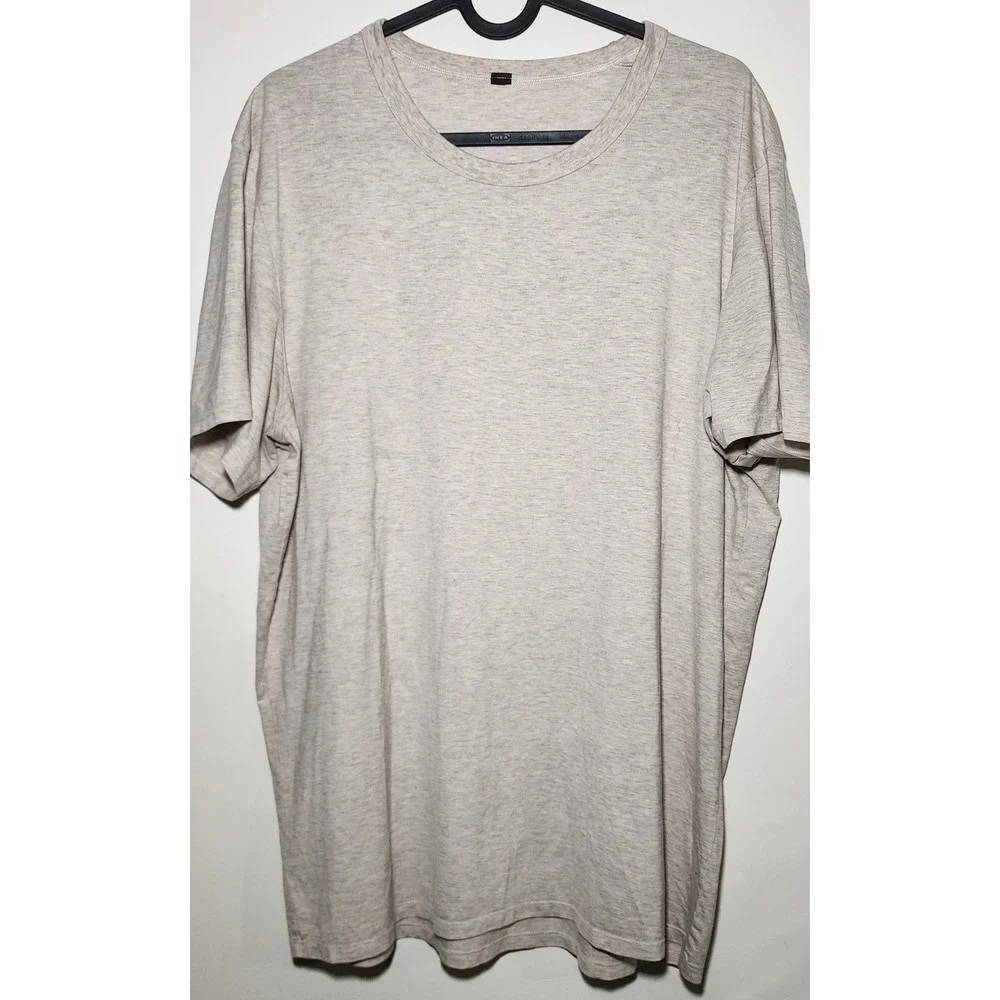 Lululemon Mens SZ Large Short Sleeve Crew Neck T-Shirt Heathered Oatmeal Beige